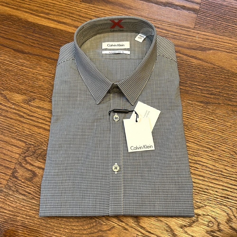 NWT Calvin Klein Button Down Shirt; 17 36/37